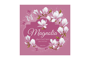 Vector Cards With Magnolia