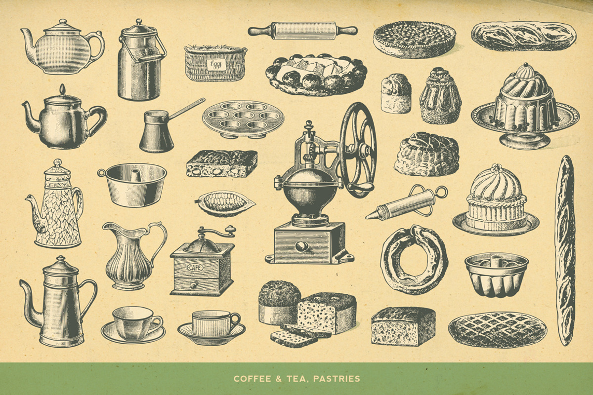 SALE! 100 VintageFood Illustrations, a Food Illustration by Anja Kaiser (Photo 3 of 4)