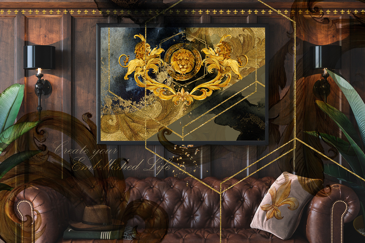 Golden Lions: Luxury Watercolor Kit, a Decorative Illustration by FineArt (Photo 14 of 14)