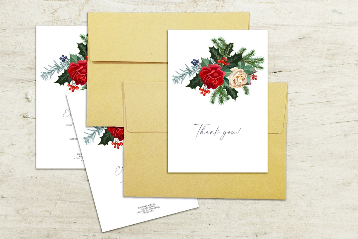Winter flowers - Christmas clipart, a Decorative Illustration by Vasmila (Photo 9 of 9)