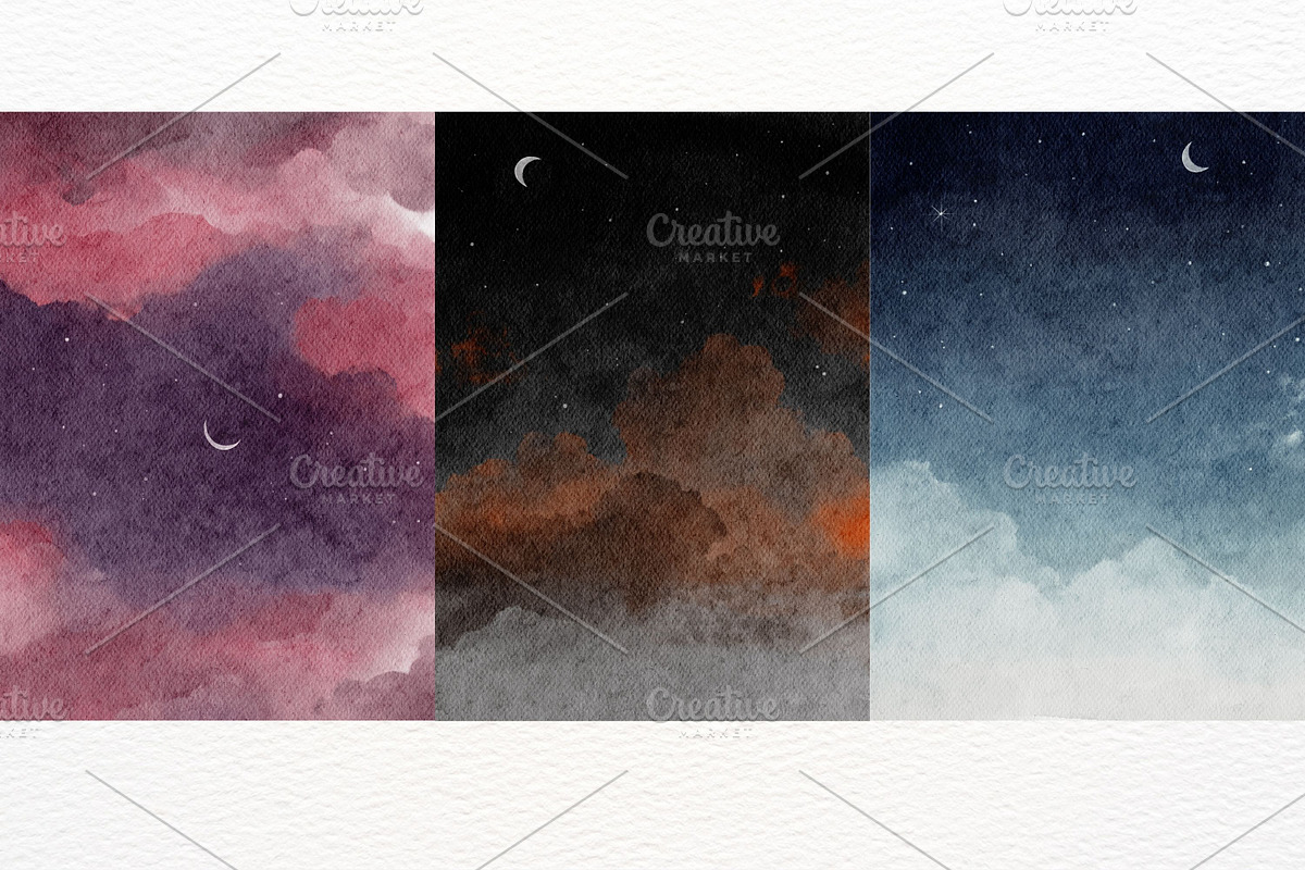 Night Sky Watercolor Background, a Texture Illustration by ArtbyHien (Photo 3 of 10)