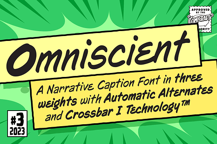 Omniscient - comic book narrator, a Handwritten Font by Comicraft Fonts