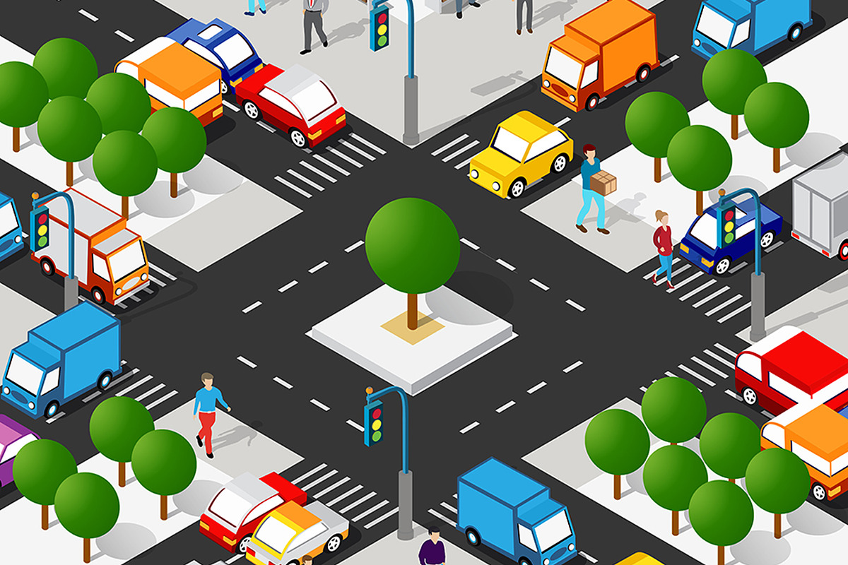Isometric 3d street downtown, an Object Illustration by AlexZeL (Photo 1 of 3)