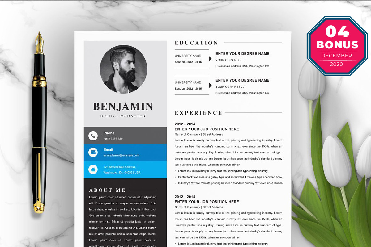 Resume/CV Bundle | 200+ for $29, a Resume Template by ResumeInventor (Photo 150 of 207)