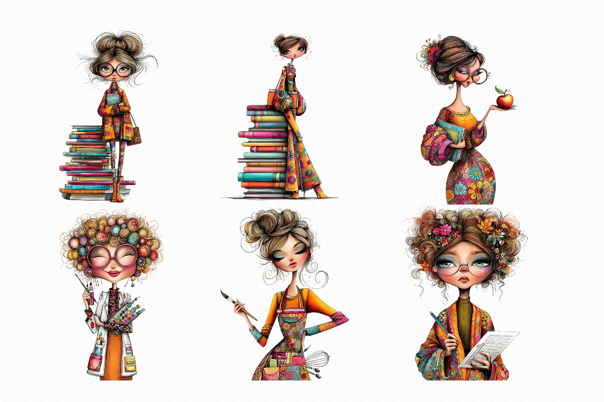 Whimsical Teachers Clipart, an Illustration by Libby Wishes (Photo 5 of 7)