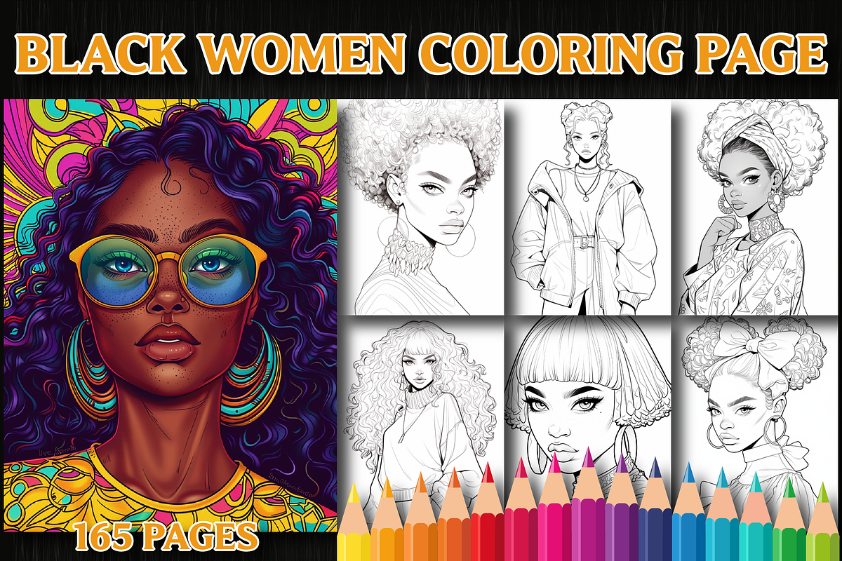 Beautiful Black Women Coloring Pages, a Brochure Template by Design Station (Photo 1 of 4)