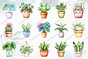 Watercolor Kawaii House Plant Clipar, an Illustration by designcity5 (Thumbnail 2 of 5)