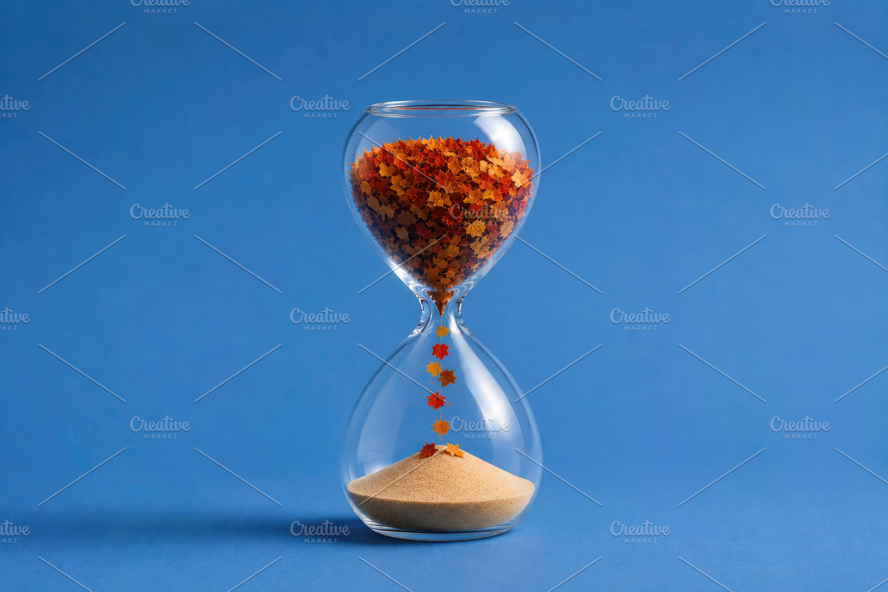 hourglass marking the fall season, generative AI, a Photo by Nito
