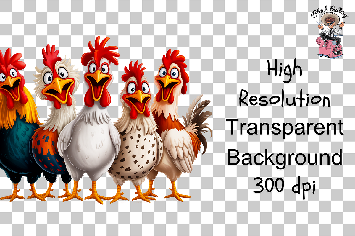 10 Funny Chickens Group PNG Clipart, an Illustration by Clipart Bloom (Photo 9 of 12)