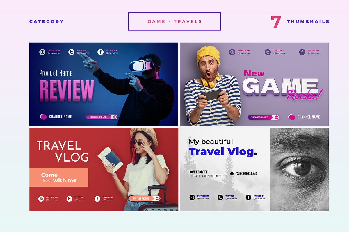 Youtube Thumbnail Bundle (50 PSD), a Social Media Template by Catkie - Digital Art (Photo 10 of 15)