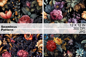 Gothic Flower Seamless Pattern