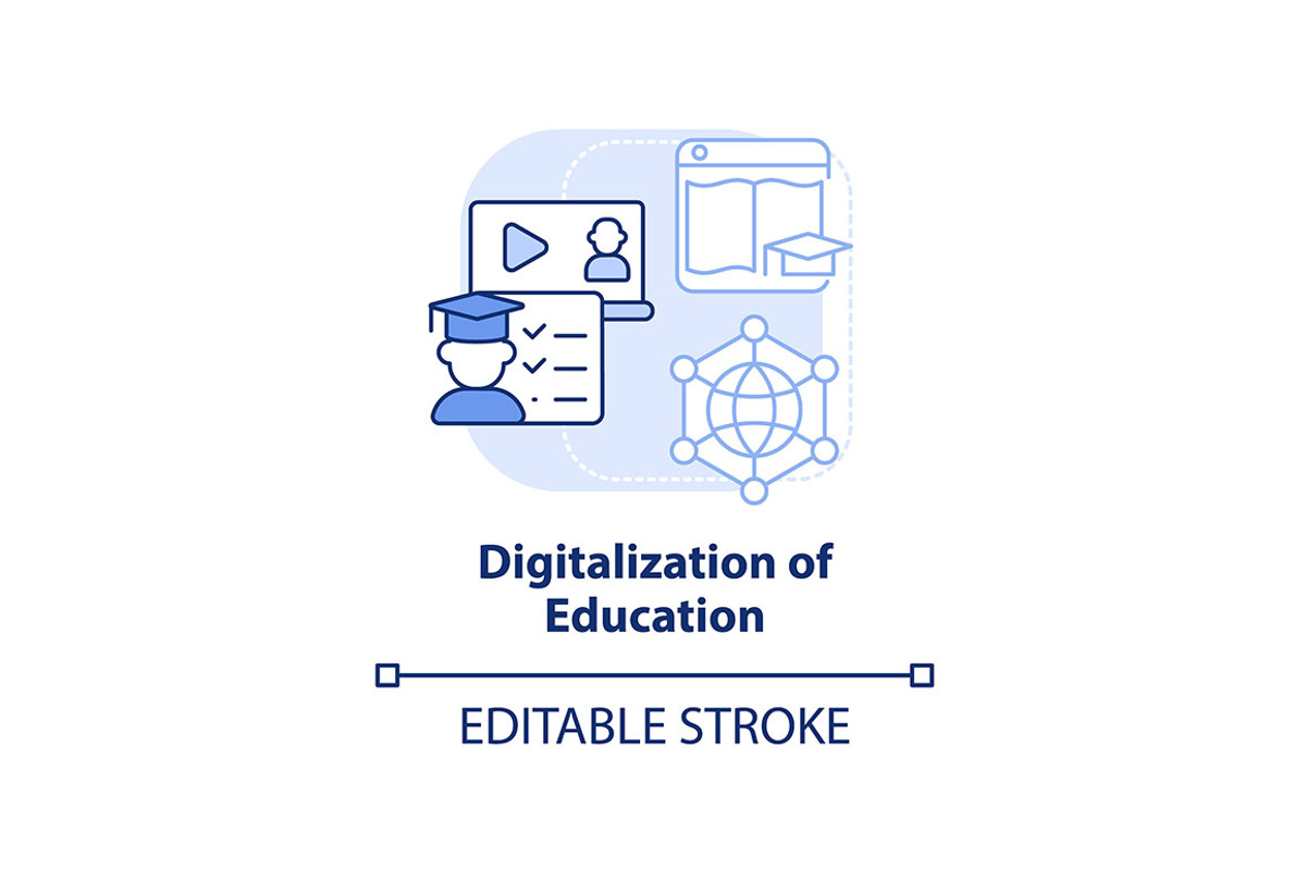 Digitalization of education icon, an Outline Icon by bsd studio ...