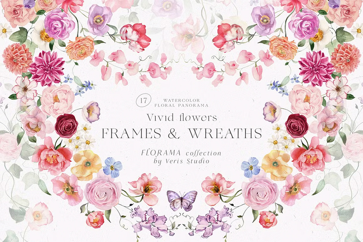 BUNDLE Watercolor Floral Graphic, a Decorative Illustration by Veris Studio (Photo 18 of 43)
