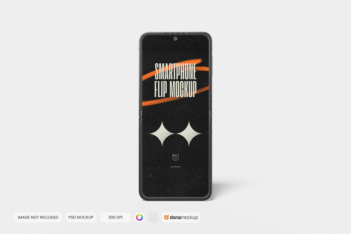 Smartphone Galaxy Z Flip Mockup V1, an Android Mockup by DSNA Mockup (Photo 3 of 6)
