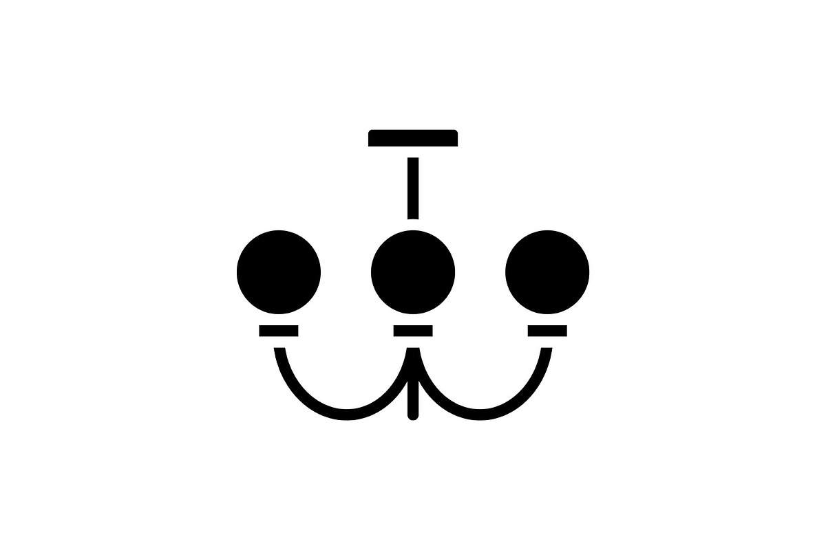 Hanging pendant lights black glyph, an Icon by IMG Visuals