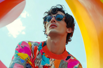 Young man in vibrant outfit outdoors, a Person Photo by Beautiful things