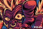 Fight it Monkey Illustration, an Animal Illustration by badsyxn (Thumbnail 3 of 5)