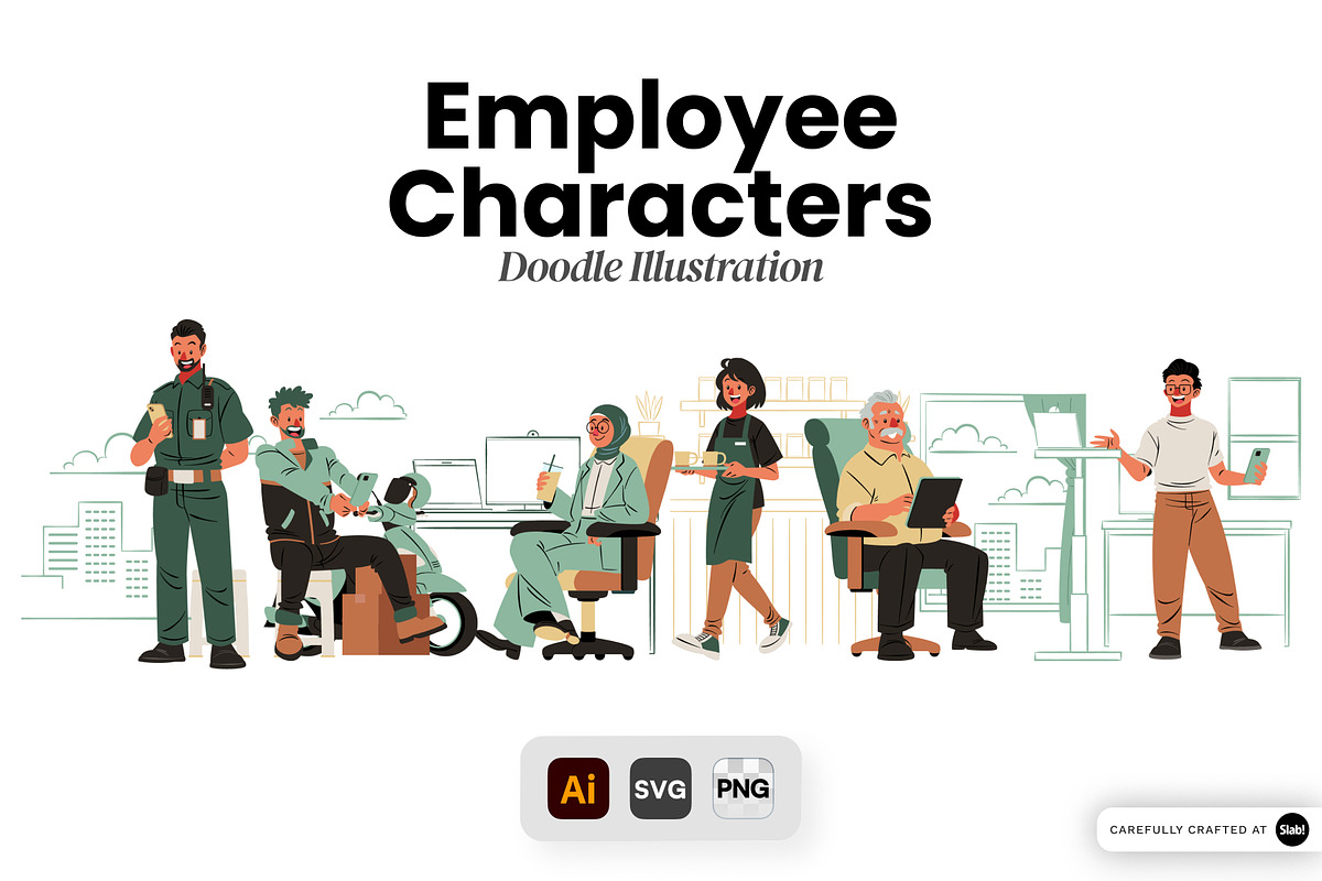 Employee Characters Illustration Set, a Person Illustration by SLAB! Design (Photo 1 of 3)