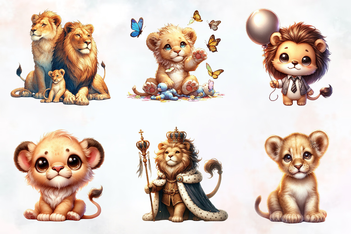 Lion Watercolor Cliparts, an Illustration by RobertsArt (Photo 4 of 7)