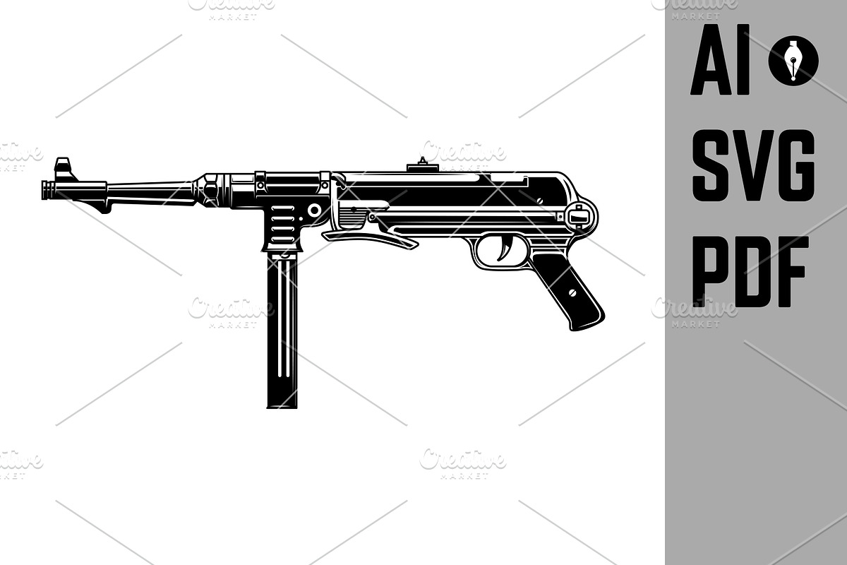 German submachine gun mp-40, an Object Graphic by Vectorhight