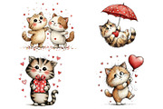 Whimsical Valentine Cat Clipart PNG, an Animal Illustration by maryamdesignarts (Thumbnail 5 of 12)