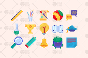 Education Pixel Art Symbols, an Emoji Icon by barsrsind