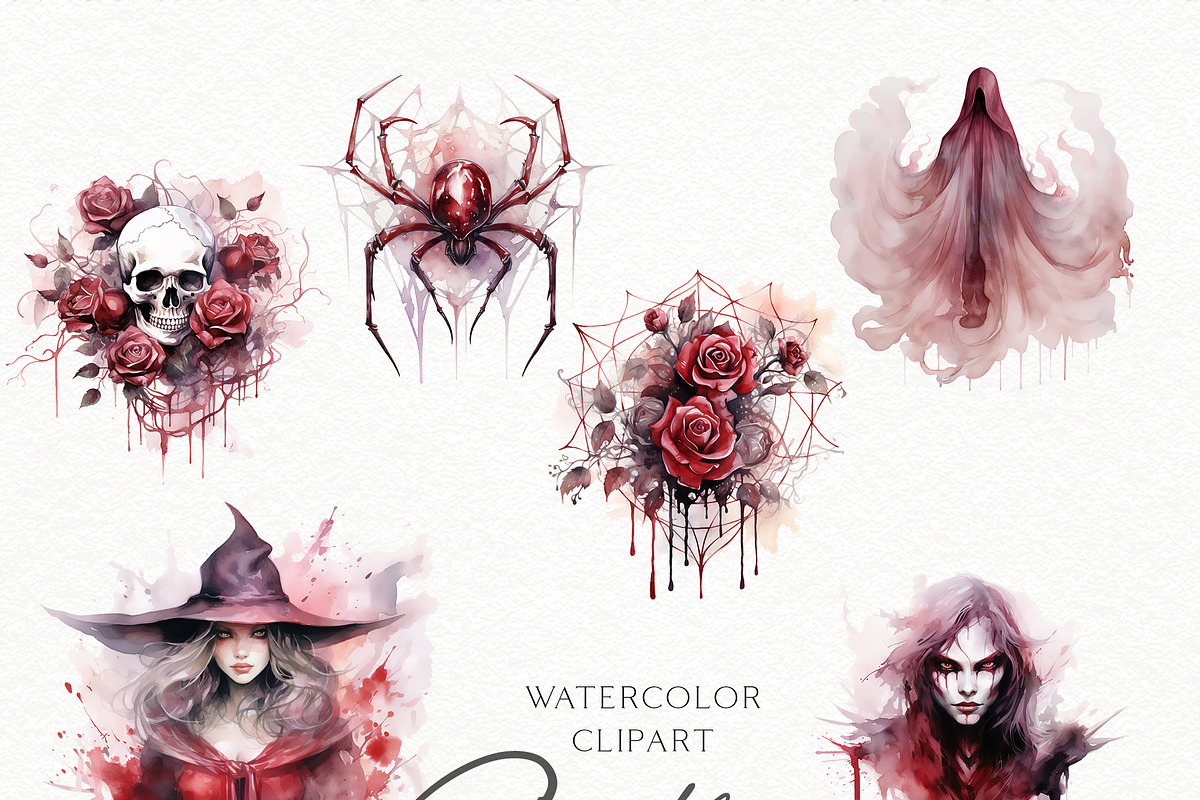 Watercolor Gothic Halloween, a Seasonal Illustration by Olga Koelsch (Photo 9 of 12)
