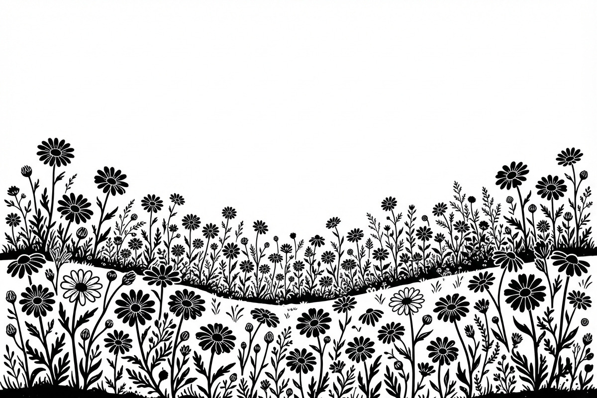 60 Daisy Flower Field Silhouette, a Seasonal Illustration by Amazin_art (Photo 3 of 36)
