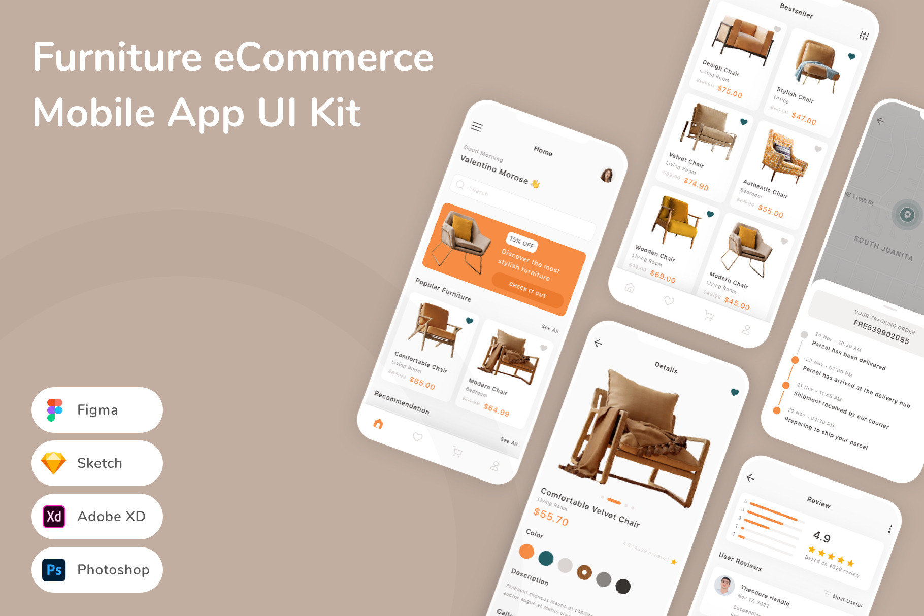 Furniture eCommerce Mobile UI Kit, an UI Kit Template by Betush