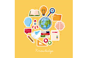 knowledge icons in circle, an Object Illustration by studiogstock