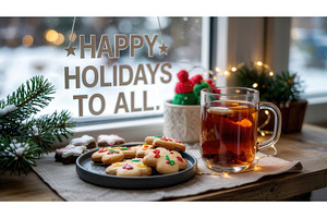 Festive holiday scene with cookies, an Illustration by tilialucida