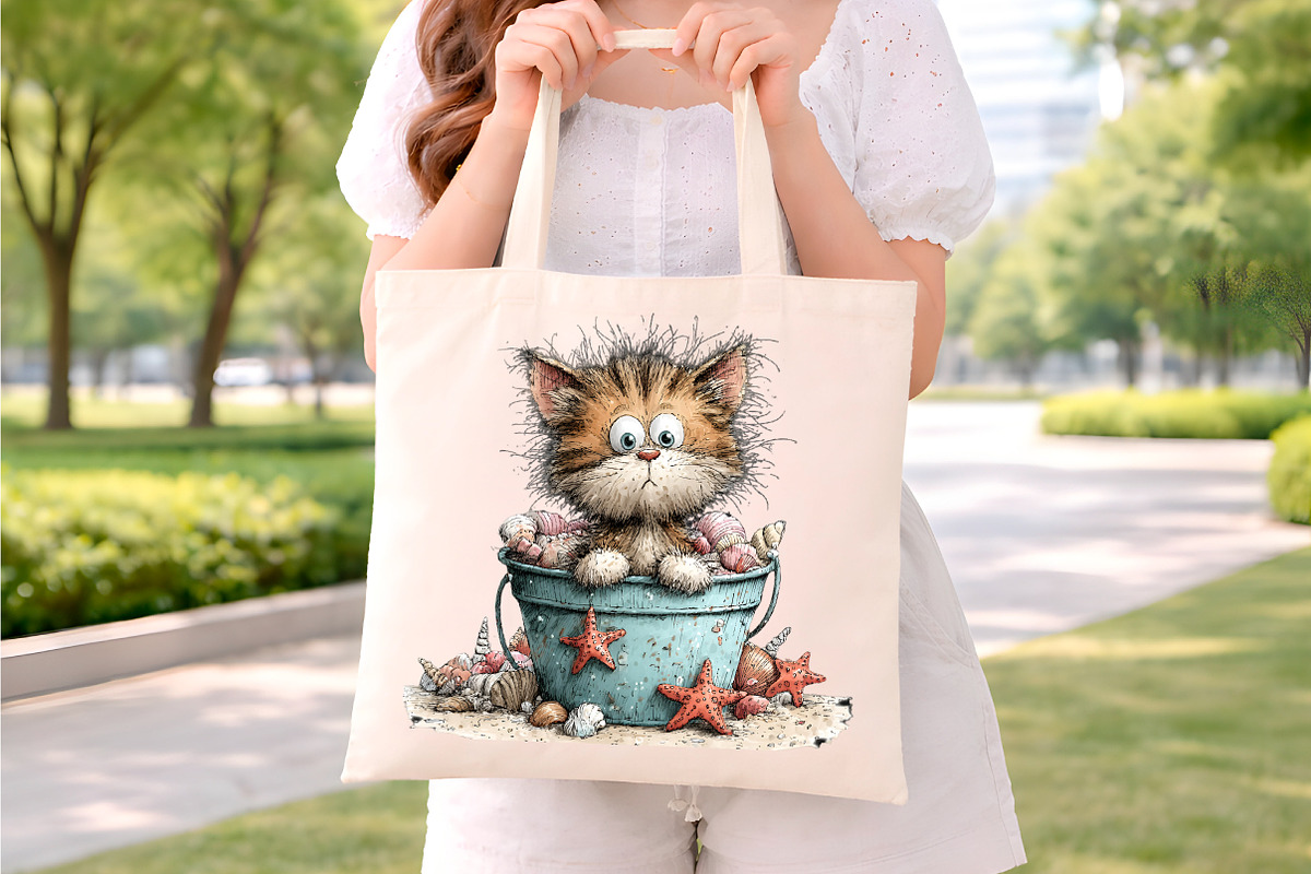 Whimsical Summer Cat Clipart, an Illustration by Digital Artistic99 (Photo 7 of 9)