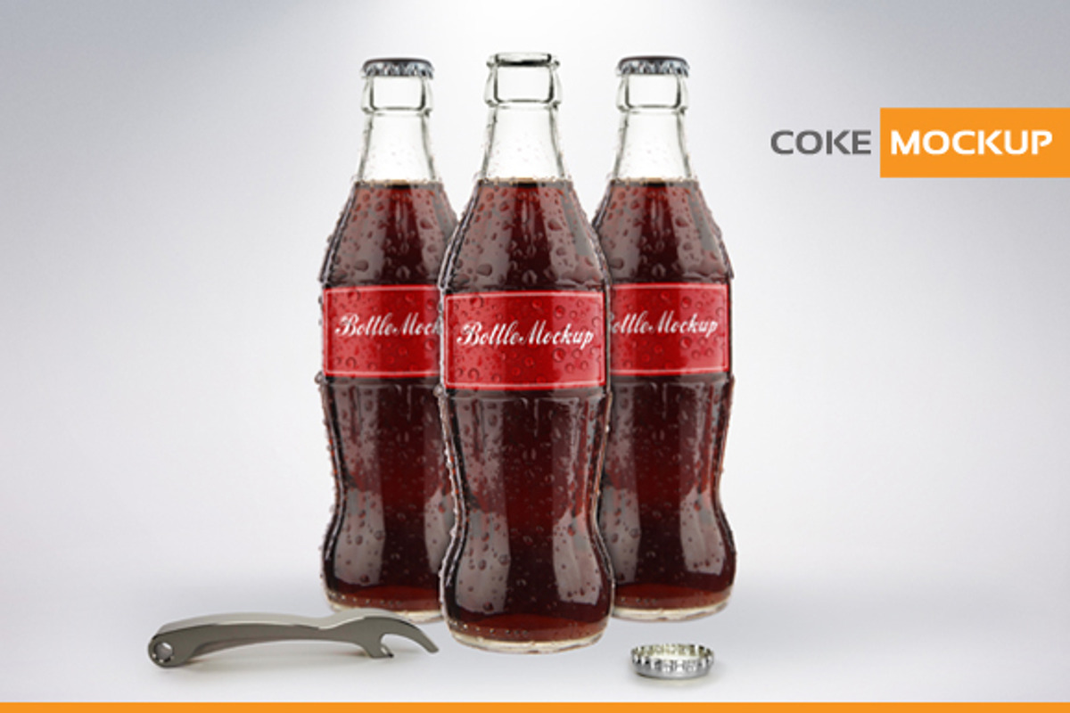 Bottle of Cola Mockup PSD, a Packaging Mockup by Plus Media (Photo 2 of 4)