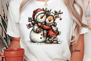 Christmas Whimsical Snowman Clipart, a Seasonal Illustration by Black Bird Studio (Thumbnail 4 of 7)