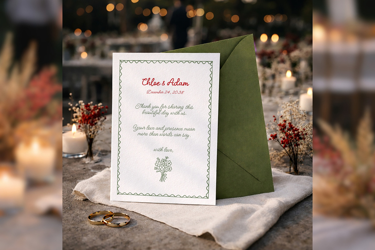 Wedding Thank You Card Canva bd003, a Card Template by TyphoonStudio (Photo 2 of 8)