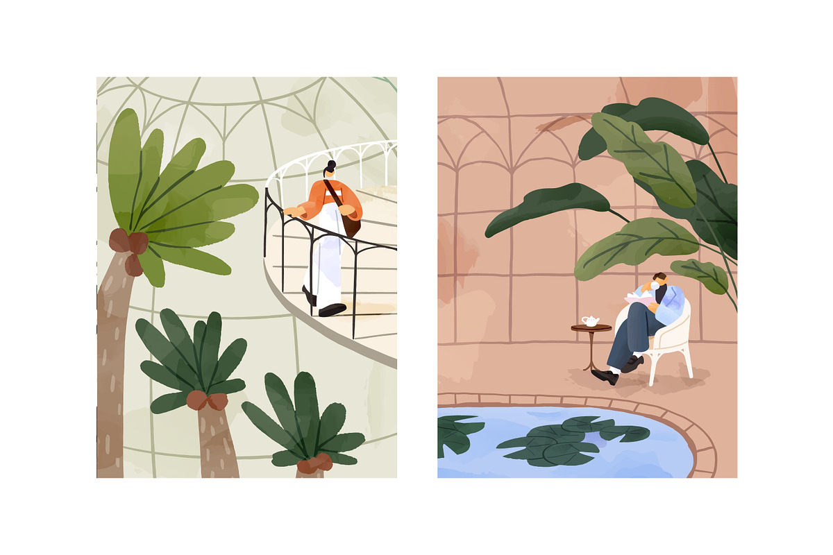 People in botanical garden, posters, a Decorative Illustration by PaperTrident (Photo 4 of 7)