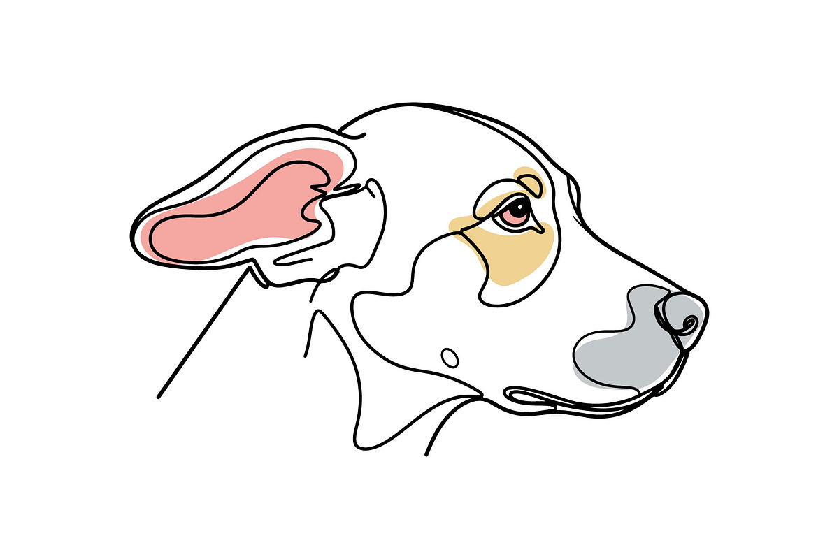 One Line Dog Head Vector, an Animal Illustration by MkStudio