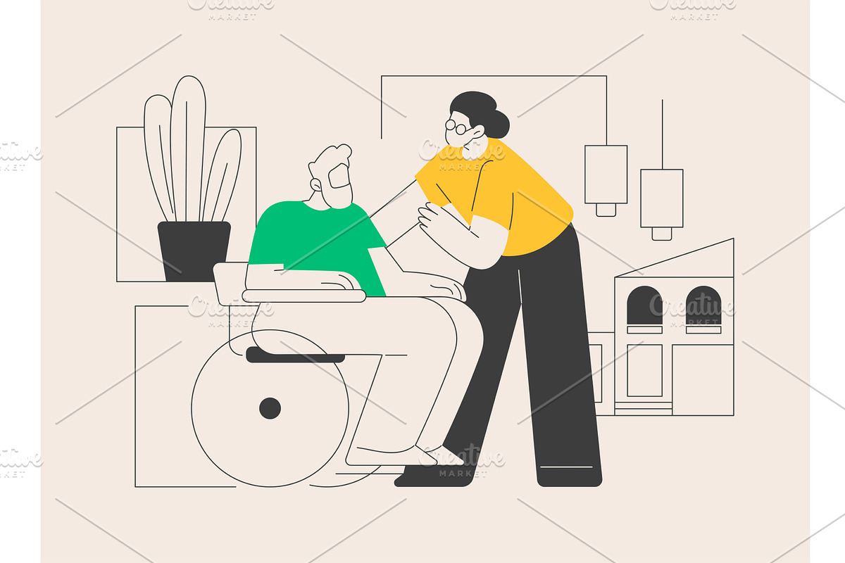 Elderly care abstract concept vector, a Person Illustration by Visual Generation