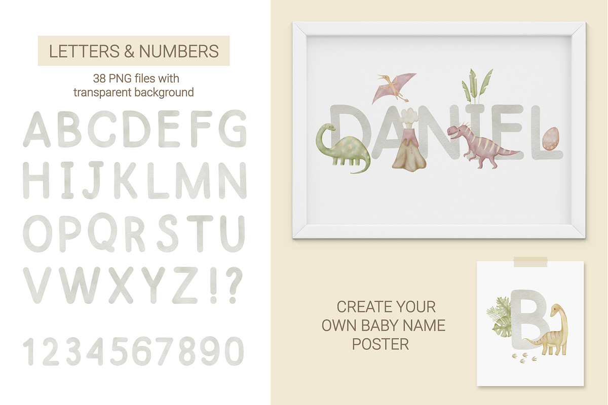Dinosaur Watercolor Clipart, Pattern, an Object Graphic by NinaFedorova (Photo 7 of 10)