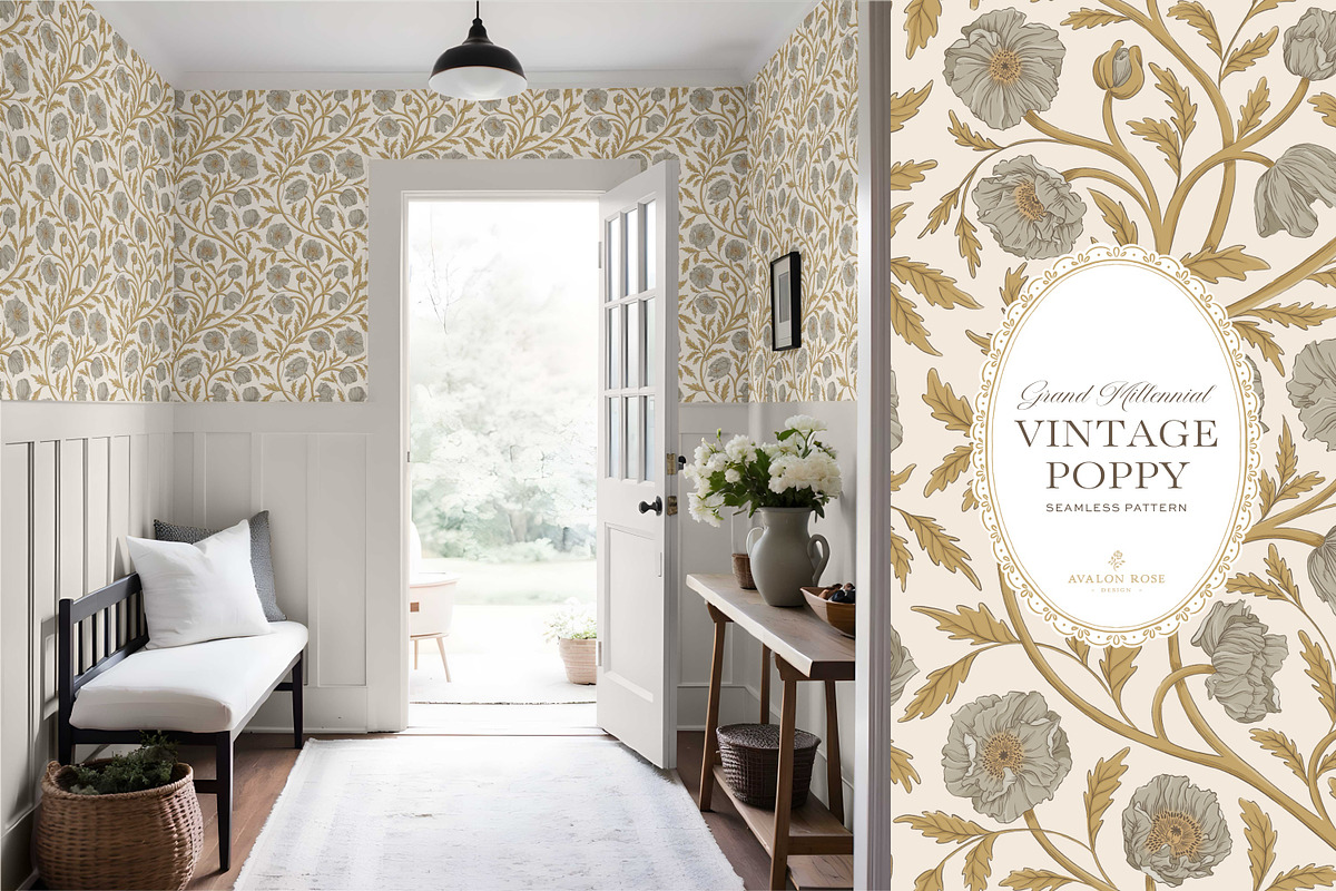 Vintage Poppy Floral Patterns, a Pattern Graphic by Eclectic Anthology (Photo 8 of 13)
