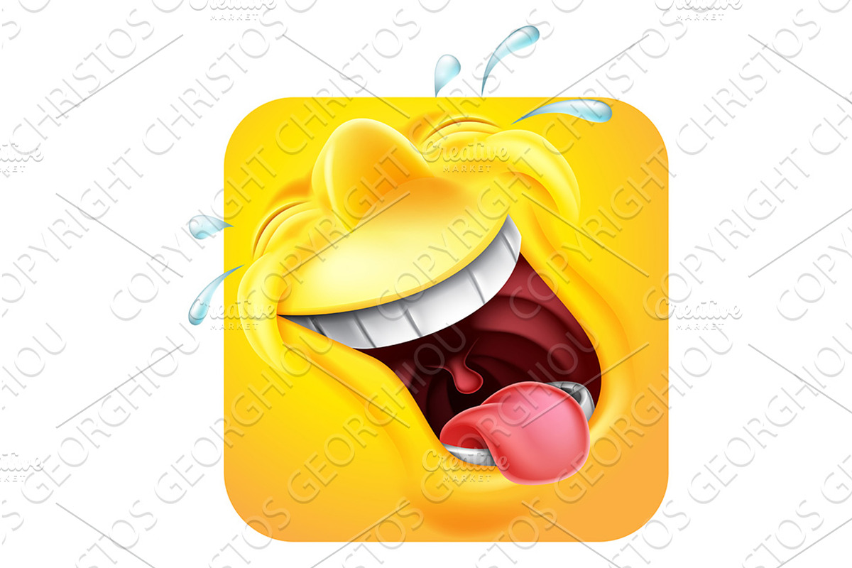 Laughing Emoji Emoticon Icon 3D, an Object Illustration by Christos Georghiou