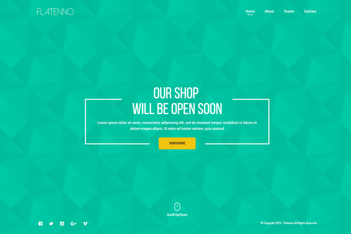 Flatenno Responsive Coming Soon, a HTML Template by thirtyfish (Photo 2 of 6)