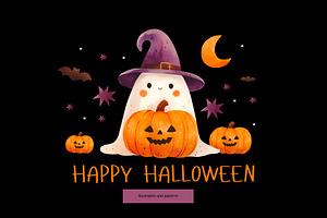 Happy Halloween - watercolor clipart