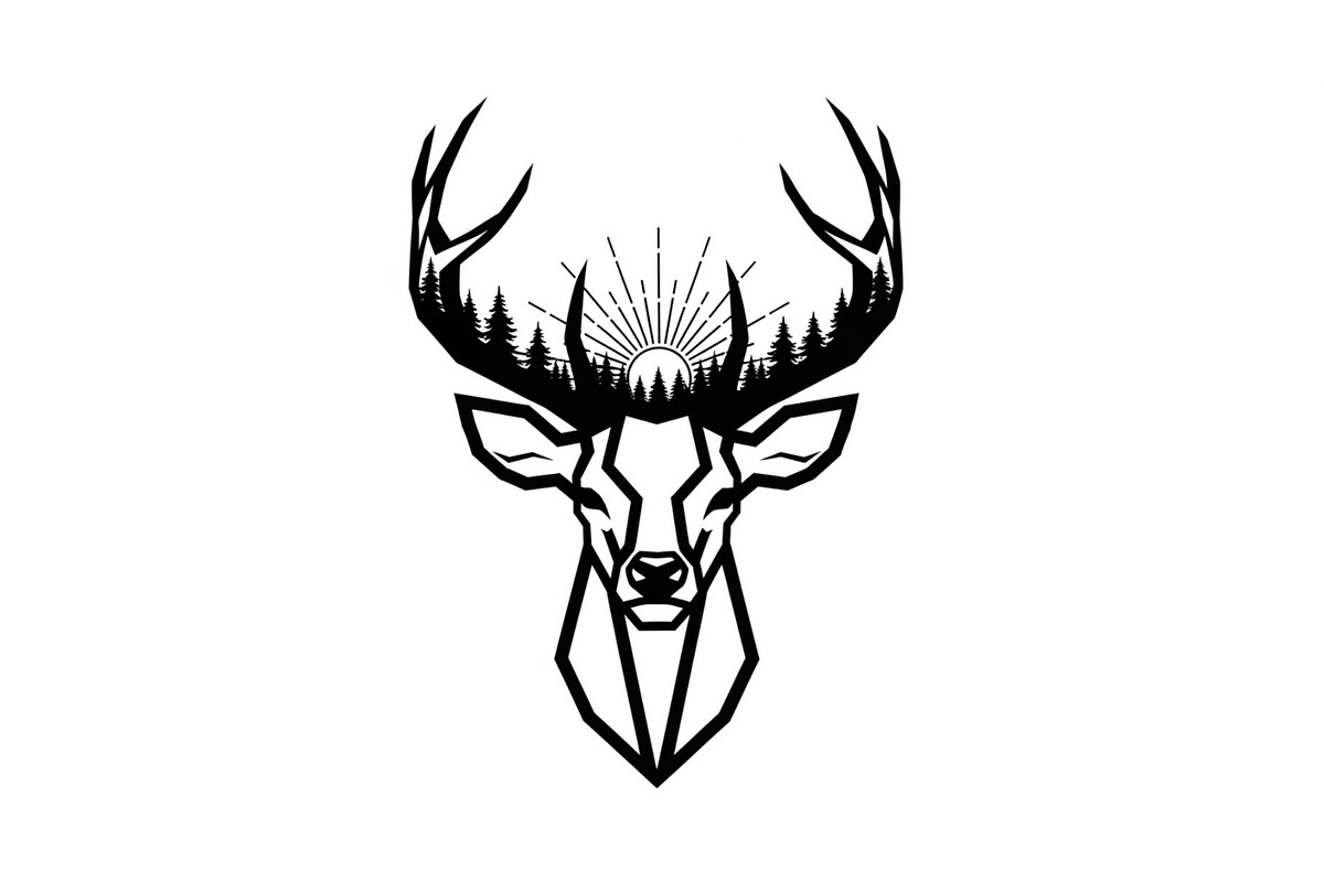 Artistic Geometric Deer Head Bundle, an Illustration by yasushie (Photo 13 of 31)