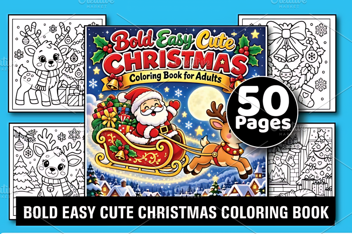 Bold Easy Cute Christmas Coloring, a Seasonal Illustration by Design Station (Photo 1 of 6)