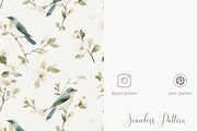 Watercolor Blue Jays and Cherry Blos, a Pattern Graphic by Pati Charm Studio (Thumbnail 5 of 8)