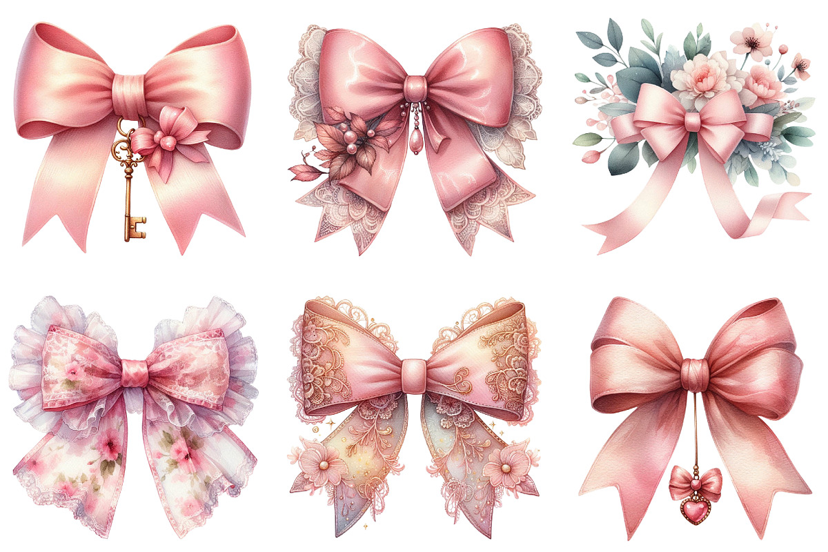 Soft Pink Watercolor Coquette Bow, an Illustration by DreamArtGraphic (Photo 3 of 4)