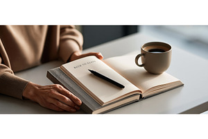 Hands Holding Open Notebook with, a School & Education Photo by piter.goskov