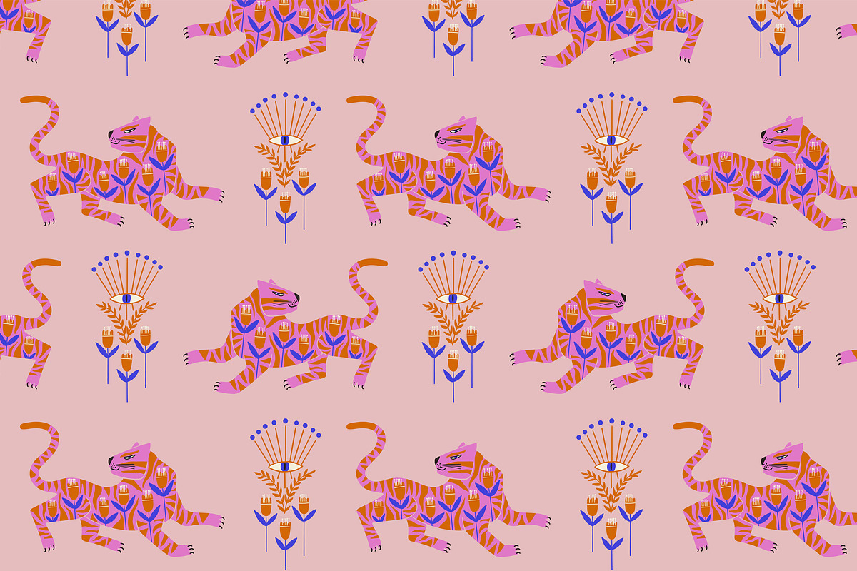 Folk Art Tigers, an Animal Illustration by Annakniaz (Photo 11 of 15)