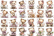 Whimsical Funny Spring Cats Clipart, an Illustration by DreamPrint404 (Thumbnail 2 of 6)